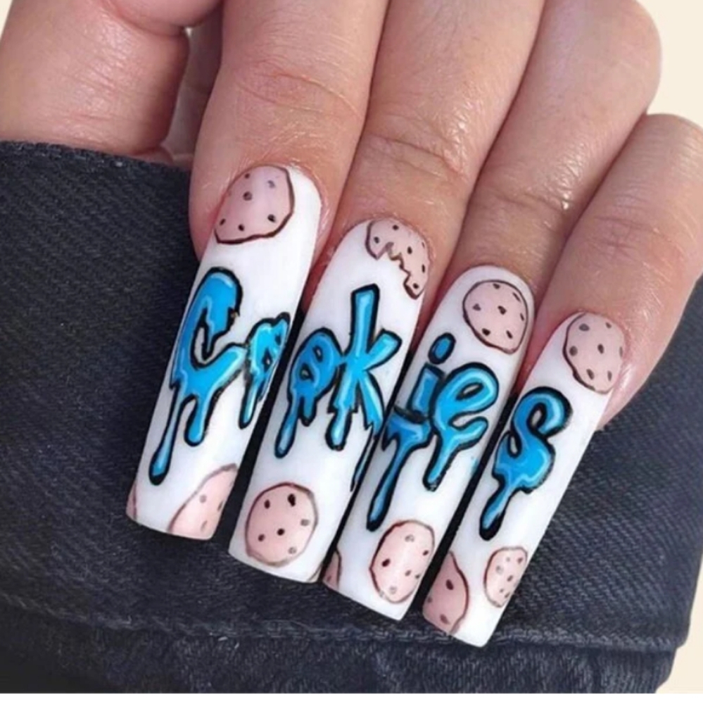 Cookie Themed Nail Art
